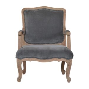 The French-style chair in grey velvet