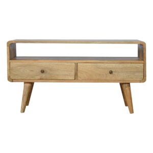 Media Unit with a Curved Oak Look