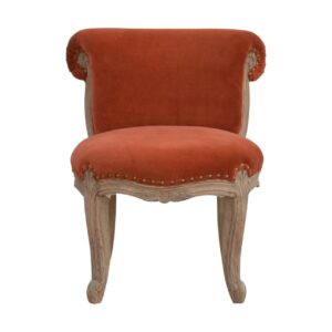 Brick Red Velvet Chair with Studs
