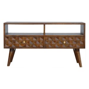 TV unit with carved chestnut diamonds