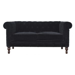 Velvet Chesterfield Sofa in Black