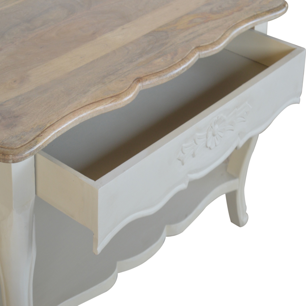 amberly carved coffee table