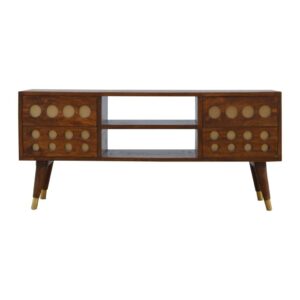 Brass Inlay Cut Out Entertainment Unit