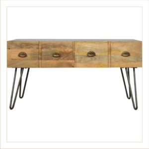 Solid Wood 2 Drawers Console Table