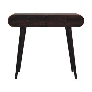 walnut curved edge console table