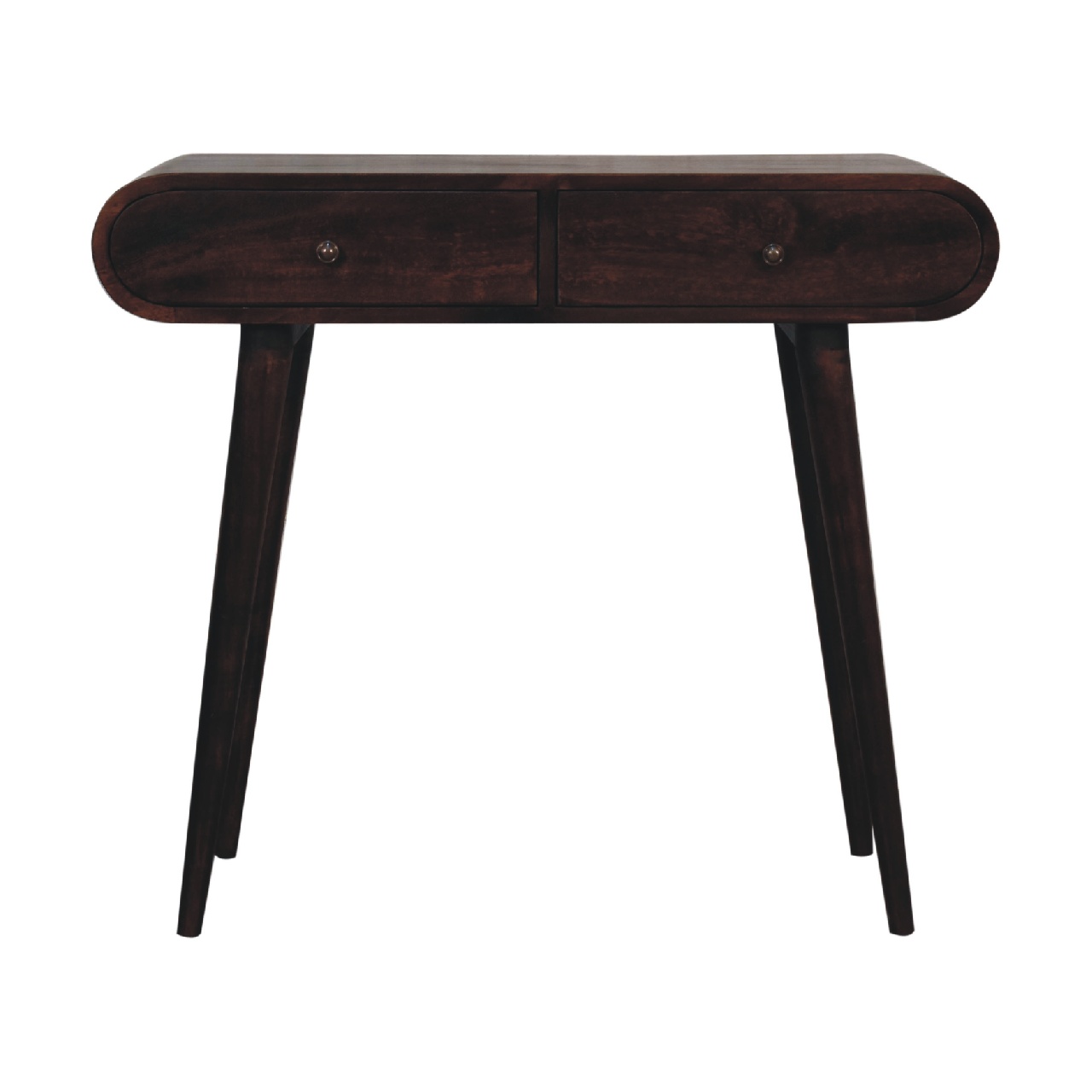 walnut curved edge console table