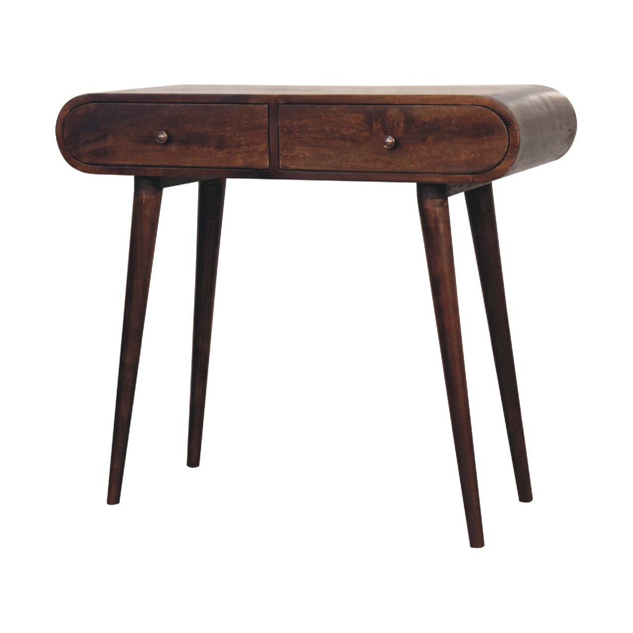 walnut curved edge console table