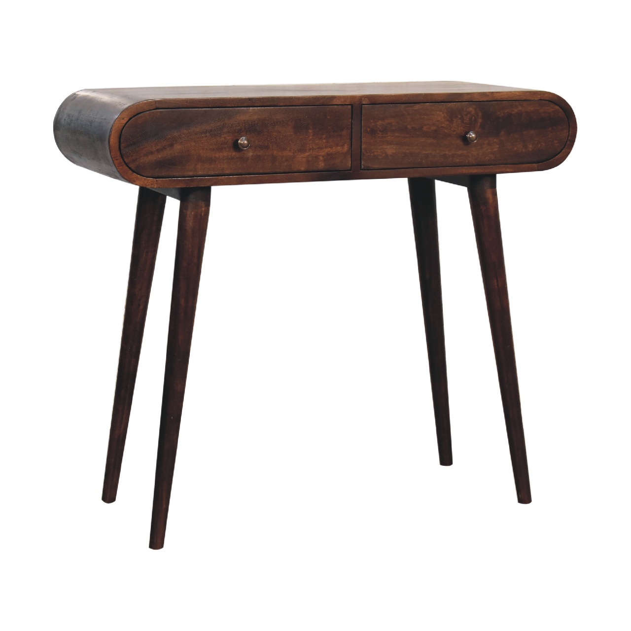 walnut curved edge console table