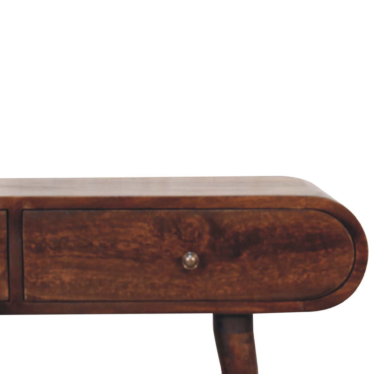 walnut curved edge console table