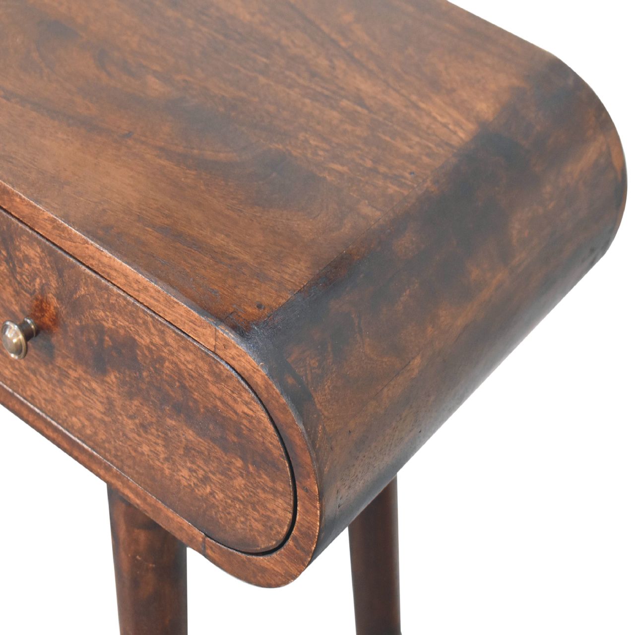 walnut curved edge console table