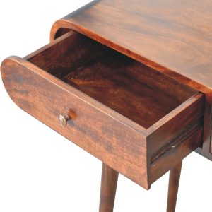walnut curved edge console table