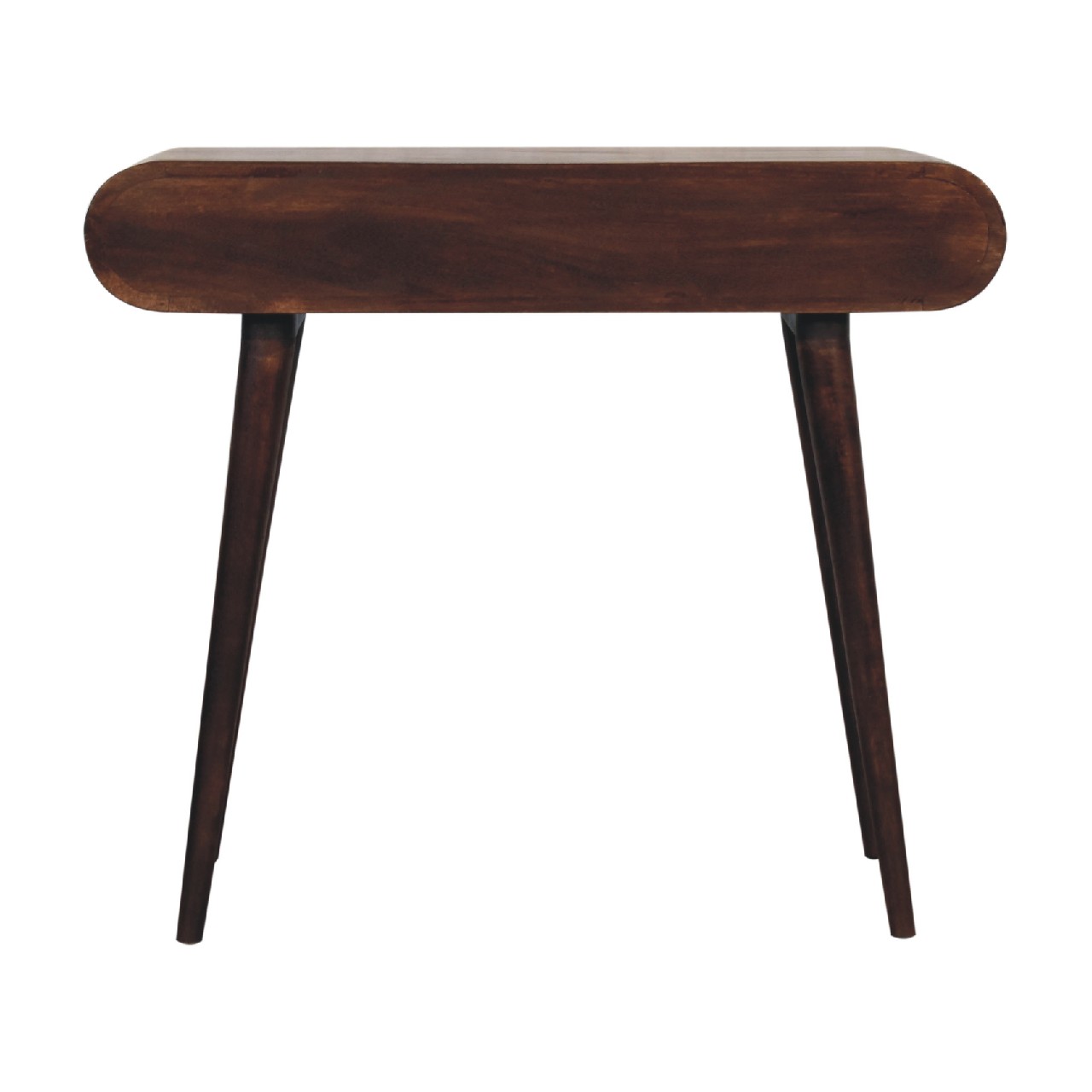walnut curved edge console table