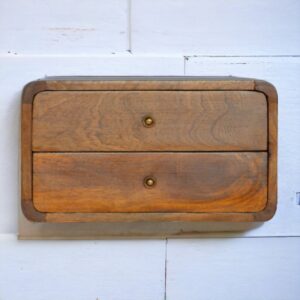 Floating Curved Chestnut Bedside