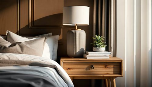 wooden bedside table