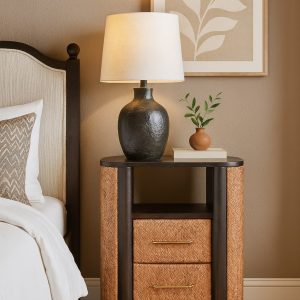 rattan curve edge nightstand