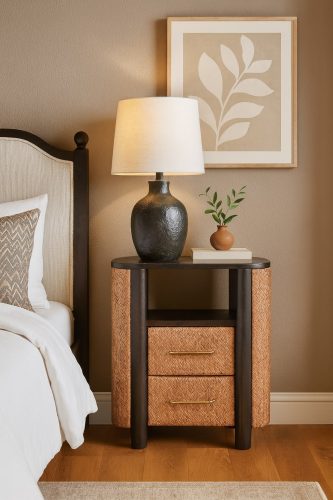 rattan curve edge nightstand