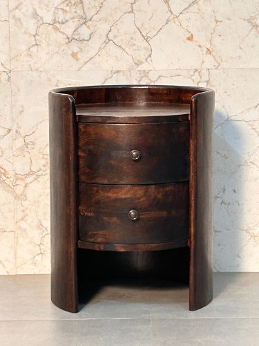 velvet mocha round side table
