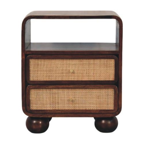 California Walnut Rattan Bedside