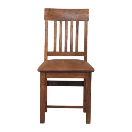 Leather Slatted Dining Chair